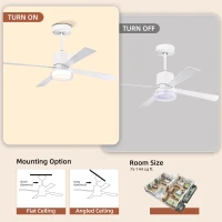 48" Fandelier Ceiling Fan with Lights and Remote, Low Profile Flush Mount, 3000K-6500K Dimmable LED, 6 Speed Settings, Dual Finish Blades, Matte White(m-8)
