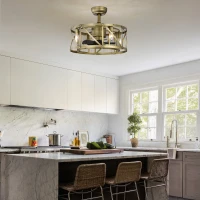 20" Ceiling Fan with Light Kit, 5 ABS Blades, Remote Control, Reversible Motor, Downrod Mount, E12 Standard Base, Antique brown(m-9)