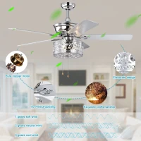 52'' Ceiling Fan with 5 Reversible Blades, Quiet 3-Speed Motor, Dual Mount Compatible, Pull Chain Control, Chrome(m-4)