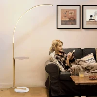 12W LED Floor Lamp with Convenient Pedal Switch, Tall Industrial Standing Lamp, Energy-Saving LED for Bedroom, Office, Gold(m-7)