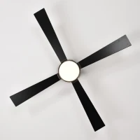 48" Fandelier Ceiling Fan with Lights and Remote, Low Profile Flush Mount, 3000K-6500K Dimmable LED, 6 Speed Settings, Dual Finish Blades, Matte Black(m-14)