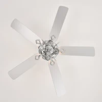 52" Ceiling Fan with 4 Lights and 5 Wood Blades, AC Motor, Remote Control, Reversible Airflow, 3-Speed, Adjustable Height, Traditional Design, Silver(m-11)