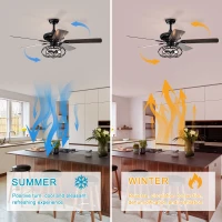 Low Profile Ceiling Fan with Lights, 52-Inch Dark Wood Blades, Remote Control, Reversible Motor, Dual Mount Compatible, Matte Black(m-5)