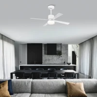 48" Fandelier Ceiling Fan with Lights and Remote, Low Profile Flush Mount, 3000K-6500K Dimmable LED, 6 Speed Settings, Dual Finish Blades, Matte White(m-10)