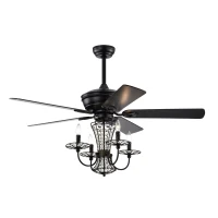 52" Crystal Chandelier Ceiling Fan with Lights and Remote, Modern Dual Finish Reversible Blades, Quiet Reversible Motor, Dual Mount Compatible, Matte Black(m-2)