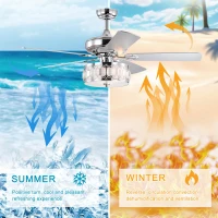 52" Ceiling Fan with 3-Light Fixture and Remote, Quiet Motor, Reversible Blades for Year-Round Comfort, Chrome(m-5)