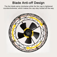 20.5" Caged Ceiling Fan with 5 ABS Blades, Remote Control, Timer, 3 Speeds, Reversible and Quiet for Farmhouse, Bedroom, Living Room, Matte Black(m-8)