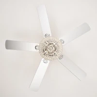 52" Crystal Ceiling Fan with Lights and Remote Control, Reversible Blades, 3 Wind Speeds, for Bedroom, Living, Dining Room, Chrome(m-10)