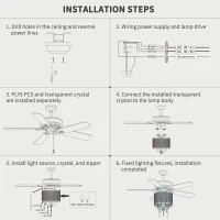 52'' Classical Crystal Ceiling Fan Lamp with 3-Speed, 5 Reversible Blades, Dual Mount Compatible, Quiet Reversible Motor, Flush Mount Ceiling Fan, Rustic Brown(m-8)