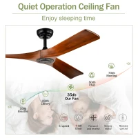 52" Ceiling Fan with Remote Control, Modern Reversible DC Motor, 3 Blades for Indoor/Outdoor Use, Quiet and Energy-Saving, Matte Black(m-7)
