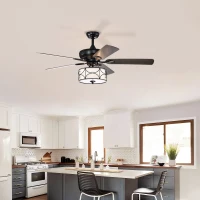 52 Inch Modern Ceiling Fan with Dual Finish Reversible Blades, Remote Control, Quiet Reversible Motor, and Dual Mount Compatibility, Matte Black(m-10)