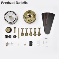 52" Antique Bronze Metal Ceiling Fan with 3 Lights, Crystal Chandelier, 5 Wood Blades, Remote Control, Reversible Airflow, Adjustable Height, Antique Brass(m-11)