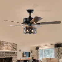 52" Ceiling Fan with Remote Control, 5 Plywood Blades, 3-Speed Reversible Motor, and Quick Install Mounting Bracket, Matte Black(m-1)