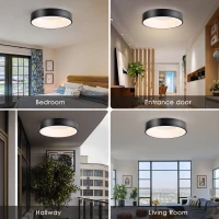 15.75" Semi Flush Mount Ceiling Light Fixture with Acrylic Shade, Modern Farmhouse LED, 3000K, 36W Energy-Saving for Kitchen, Hallway, Bathroom, Black(m-4)