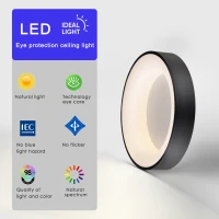 15.75" Semi Flush Mount Ceiling Light Fixture with Acrylic Shade, Modern Farmhouse LED, 3000K, 36W Energy-Saving for Kitchen, Hallway, Bathroom, Black(m-7)