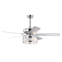 52" Ceiling Fan with 3-Light Fixture and Remote, Quiet Motor, Reversible Blades for Year-Round Comfort, Chrome(m-2)