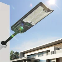 Solar Street Lights Outdoor with 66PCS LED Beads, IP65 Waterproof, Dusk to Dawn, Easy Install, Remote Control, Black White(m-1)