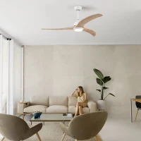 52" Ceiling Fan with Light and Remote Control, Noiseless Reversible Motor, 6 Speeds, 3 Color Options, Indoor/Outdoor Use, Matte White(m-9)