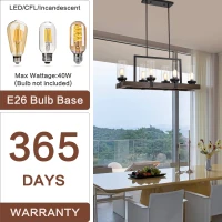 6-Light Classic Vintage Crystal Candle Chandelier Fixture, Adjustable Height, E26 Base, Matte Black/Wood Grain Finish, 36.6"x13.5"x42.9", Matte Black(m-5)