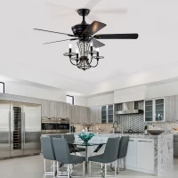 52" Crystal Chandelier Ceiling Fan with Lights and Remote, Modern Dual Finish Reversible Blades, Quiet Reversible Motor, Dual Mount Compatible, Matte Black(m-8)