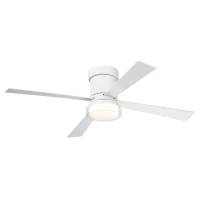 48" Fandelier Ceiling Fan with Lights and Remote, Low Profile Flush Mount, 3000K-6500K Dimmable LED, 6 Speed Settings, Dual Finish Blades, Matte White(m-2)