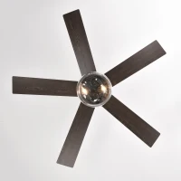 52-Inch 5-Blade Lighted Ceiling Fan with Remote Control, Glass Shade, Dual Color Blades, Forward and Reverse Function, Quiet Motor, Matte Black(m-9)