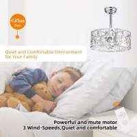 18" Industrial Style Ceiling Fan with Light, 5 Blades, Remote Control, Reversible Motor, Adjustable Speeds, Easy Installation, Chrome(m-7)