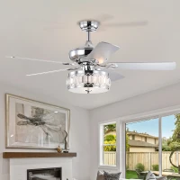 52" Ceiling Fan with 3-Light Fixture and Remote, Quiet Motor, Reversible Blades for Year-Round Comfort, Chrome(m-1)