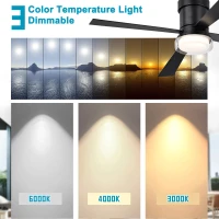 48" Fandelier Ceiling Fan with Lights and Remote, Low Profile Flush Mount, 3000K-6500K Dimmable LED, 6 Speed Settings, Dual Finish Blades, Matte Black(m-7)