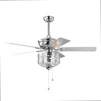 52-Inch Indoor Ceiling Fan with Reversible AC Motor, Pull Chain, Dual Finish Blades, and Dual Mount Compatibility, Chrome(m-2)
