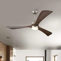 52" Ceiling Fan with Lights and Remote Control, Quiet DC Motor, 3 Wood Blades, 6 Speed Levels, Reversible for Indoor and Outdoor Use, Nickel(m-8)