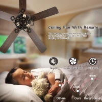 Low Profile Ceiling Fan with Lights, 52-Inch Dark Wood Blades, Remote Control, Reversible Motor, Dual Mount Compatible, Matte Black(m-6)