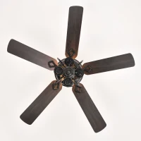 52" Farmhouse Ceiling Fan with 4 Lights and 5 Wood Blades, AC Motor, Remote Control, Reversible Airflow, 3-Speed, Adjustable Height, Traditional Design, Matte Black(m-11)