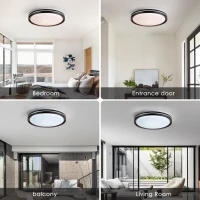 15.75in LED Modern Flush Mount Ceiling Light Fixture, 24W 2400LM, 5 CCT Colors, Dimmable Modern Light for Bedroom, Bathroom, Hallway, Black White(m-4)