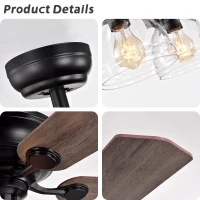 52-Inch Farmhouse Ceiling Fan with Light Kit and Remote, 5-Blade Reversible Motor, Dual Mount Compatible, Matte Black(m-10)