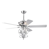 52" Ceiling Fan with 4 Lights and 5 Wood Blades, AC Motor, Remote Control, Reversible Airflow, 3-Speed, Adjustable Height, Traditional Design, Silver(m-2)