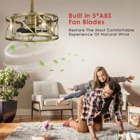 20" Ceiling Fan with Light Kit, 5 ABS Blades, Remote Control, Reversible Motor, Downrod Mount, E12 Standard Base, Antique brown(m-5)