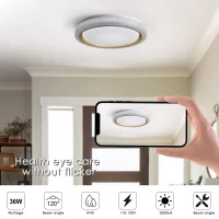 LED Flush Mount Ceiling Light Fixture with 5 CCT Colors, 19.69in 36W 3600LM, Dimmable Modern Light for Bedroom Bathroom Hallway, White(m-6)