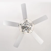 52" Crystal Ceiling Fan with 5 Reversible Wood Blades, Modern Electrical Fan, Noiseless Reversible AC Motor, Remote Control, 4 Bulbs Not Included, Chrome(m-11)