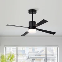 48" Fandelier Ceiling Fan with Lights and Remote, Low Profile Flush Mount, 3000K-6500K Dimmable LED, 6 Speed Settings, Dual Finish Blades, Matte Black(m-1)