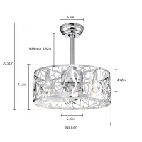 18" Industrial Style Ceiling Fan with Light, 5 Blades, Remote Control, Reversible Motor, Adjustable Speeds, Easy Installation, Chrome(m-3)