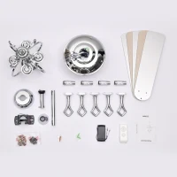 52" Ceiling Fan with 4 Lights and 5 Wood Blades, AC Motor, Remote Control, Reversible Airflow, 3-Speed, Adjustable Height, Traditional Design, Silver(m-12)