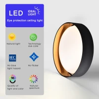 16.93" Flush Mount Ceiling Light with 5 CCT Selectable, 24W Dimmable LED Fixture, 2400 Lumen, Ideal for Bedroom, Kitchen, and Bathroom, Black(m-7)