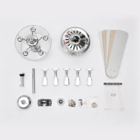 52" Crystal Ceiling Fan with 5 Reversible Wood Blades, Modern Electrical Fan, Noiseless Reversible AC Motor, Remote Control, 4 Bulbs Not Included, Chrome(m-12)