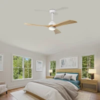 52" Ceiling Fan with Lights and Remote Control, Quiet DC Motor, 6 Speed Levels, Reversible Blades, for Patio, Living Room, Bedroom, Office, White(m-9)