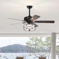 52 Inch Modern Ceiling Fan with Dual Finish Reversible Blades, Remote Control, Quiet Reversible Motor, and Dual Mount Compatibility, Matte Black(m-8)