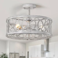 Flush Mount Ceiling Light Fixture with E26 Base, 3-Light Farmhouse Chandelier, 18.11" Modern Pendant for Kitchen, Matte White(m-1)