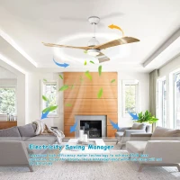 52" Ceiling Fan with Lights and Remote Control, Quiet DC Motor, 6 Speed Levels, Reversible Blades, for Patio, Living Room, Bedroom, Office, White(m-4)