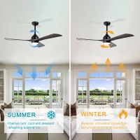 52" Ceiling Fan with Lights and Remote Control, Quiet DC Motor, 3 Blades, 6 Speed Levels, Reversible, for Indoor Patio, Living Room, Bedroom, Office, Matte Black(m-5)