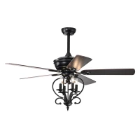 52" Farmhouse Ceiling Fan with 4 Lights and 5 Wood Blades, AC Motor, Remote Control, Reversible Airflow, 3-Speed, Adjustable Height, Traditional Design, Matte Black(m-2)